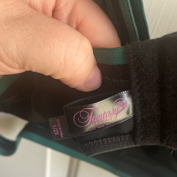 Fantasy Intimates Women’s Plus Green‎ and Black Strappy Sexy Underwired Bra 1/2X - Picture 4 of 4